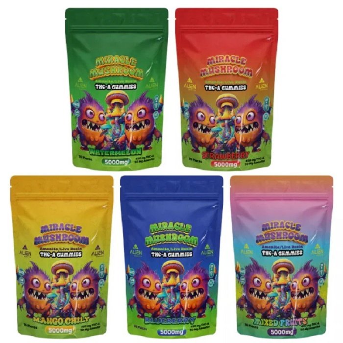 Alien Exotics Miracle Mushroom Amanita+Thc-A Gummies - 5000mg - 10 Counts Per Pack