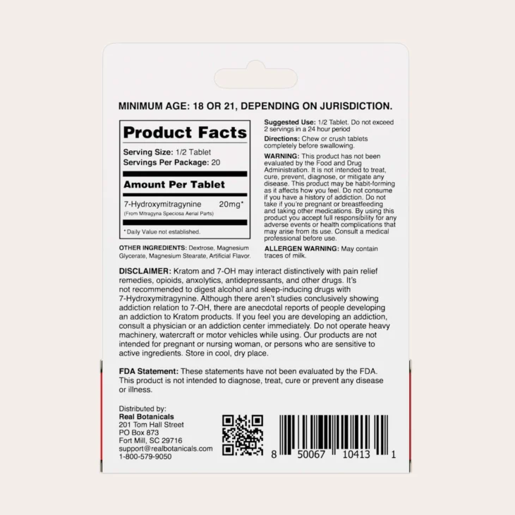 Real Botanicals 7-Hydroxymitragynine Tablets - Image 2