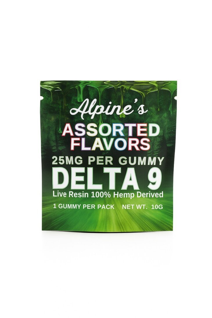 Alpine's Live Resin Delta 9 Gummies, 25mg each